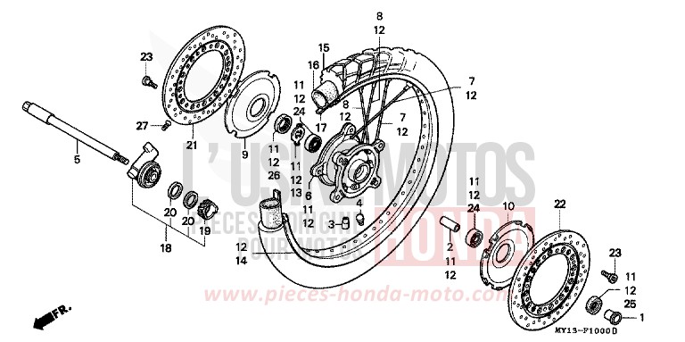 VORDERRAD von Africa Twin 750 SCHWARZ (NH1) von 1993
